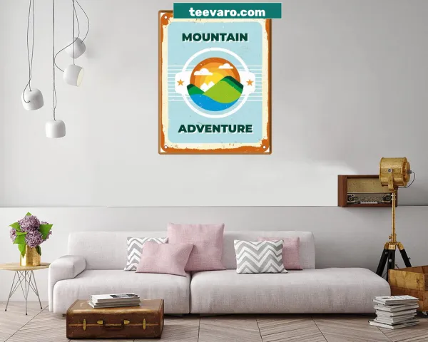 Mountain landscape canvas print at sunset
