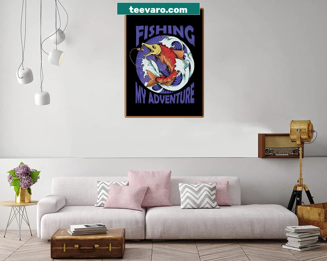 Bold typography print celebrating the adventures of salmon fishing