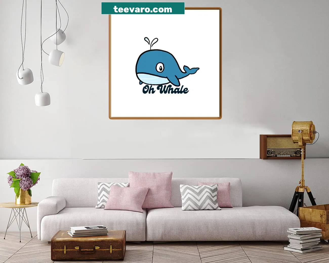 Whimsical canvas print featuring a cute cartoon whale design.