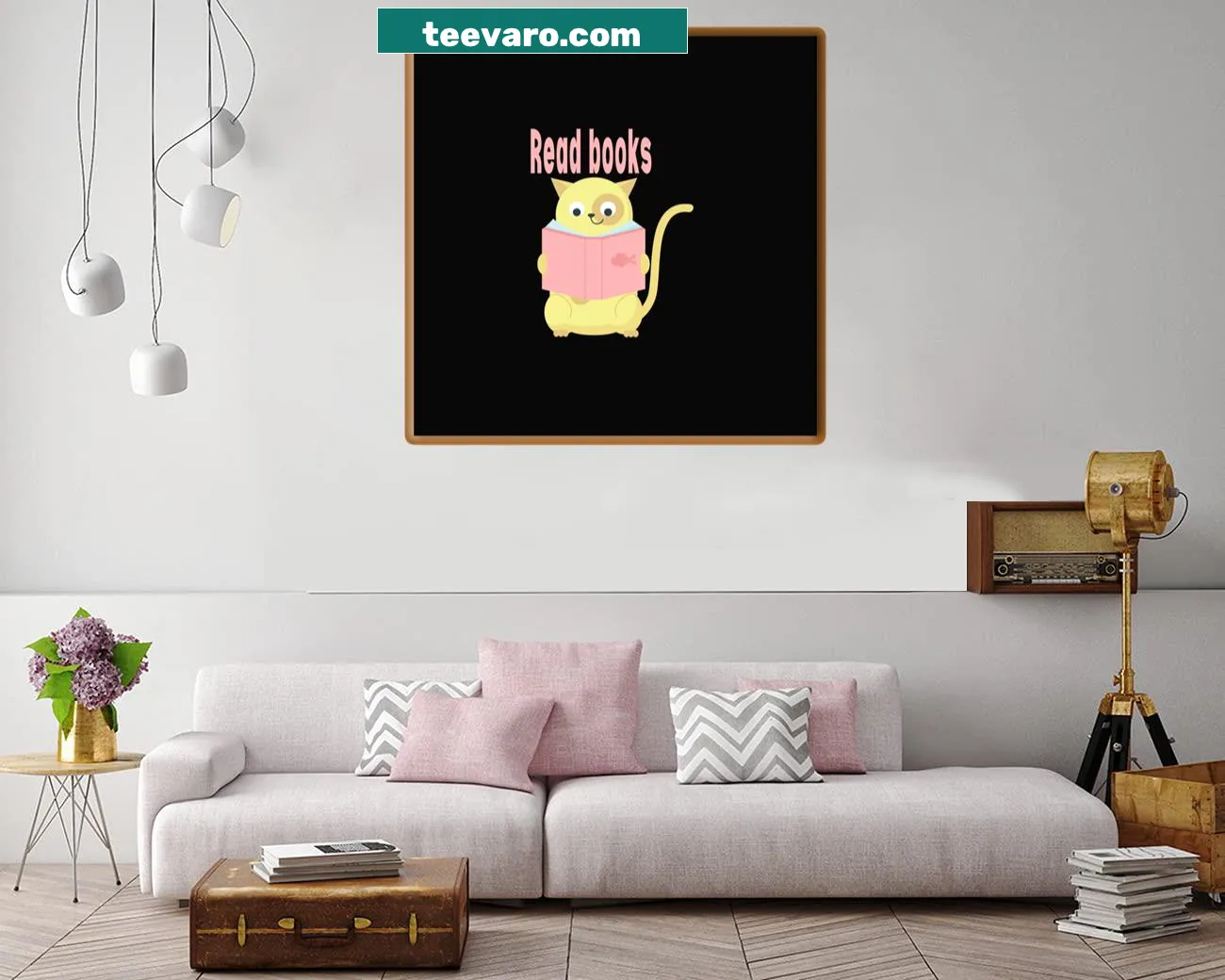 Illustration of stacked books celebrating National Reading Day on a canvas print.