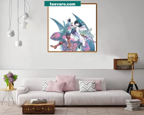 Whimsical sword character illustration on canvas