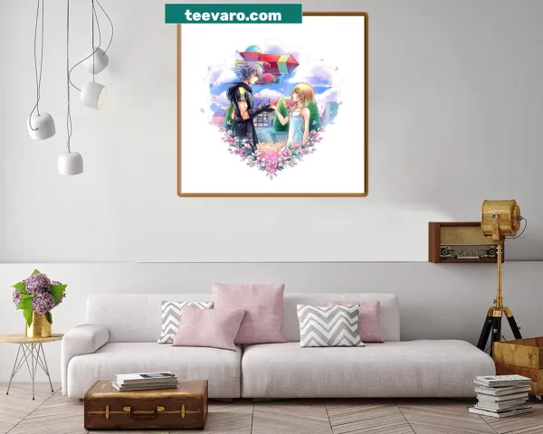 Riku and Namine from Kingdom Hearts 3 illustration on canvas