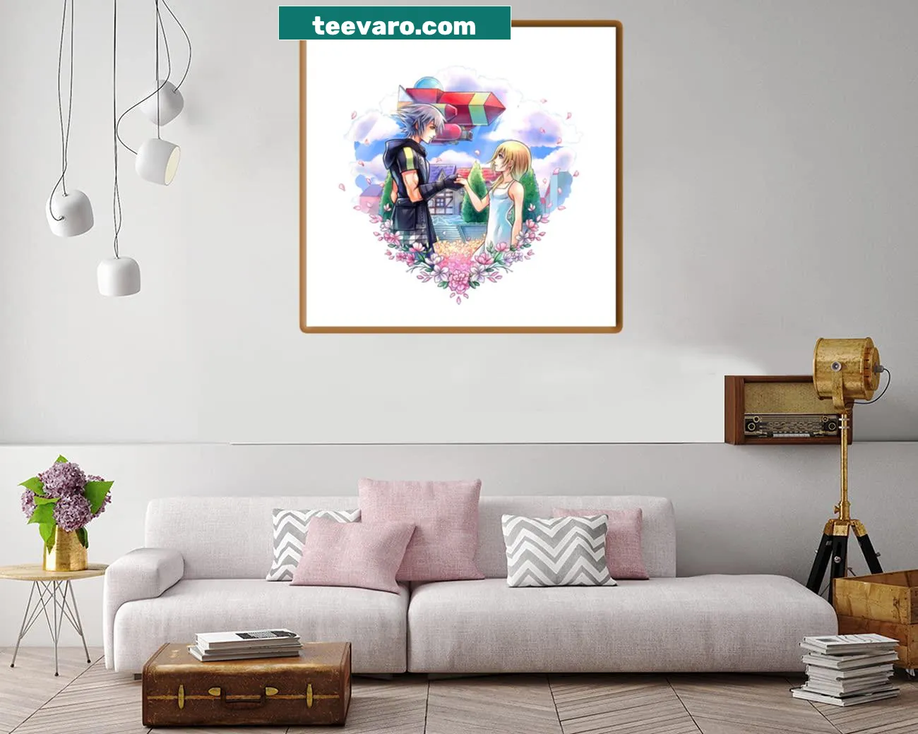 Riku and Namine from Kingdom Hearts 3 illustration on canvas