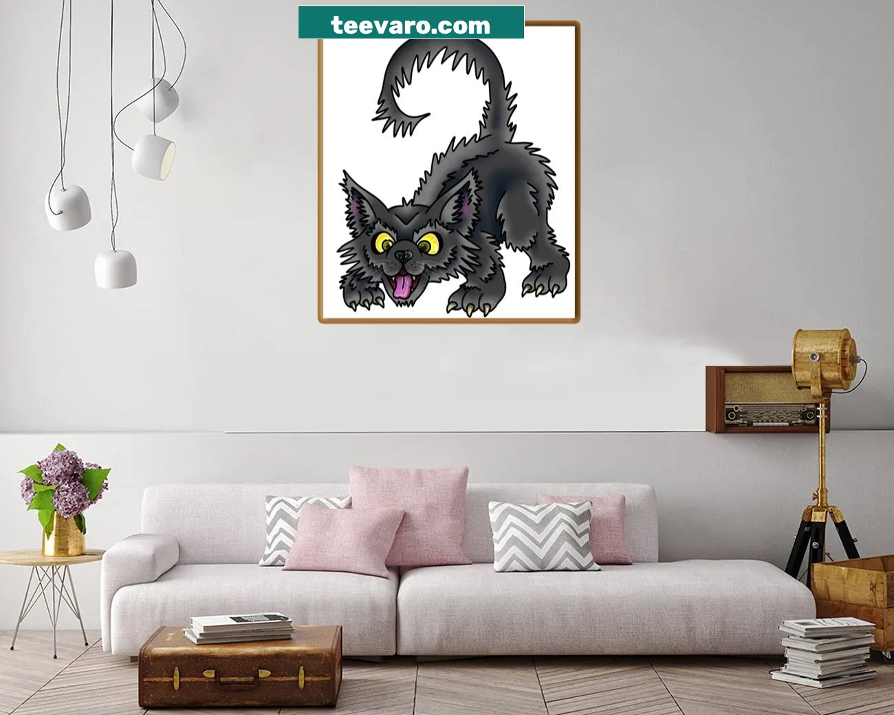 Canvas print of a cute scruffy cat character
