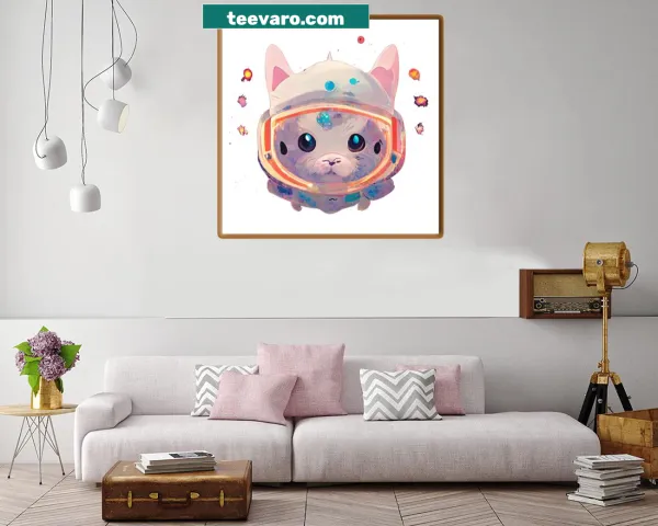 Canvas print of a cat in glasses floating in space