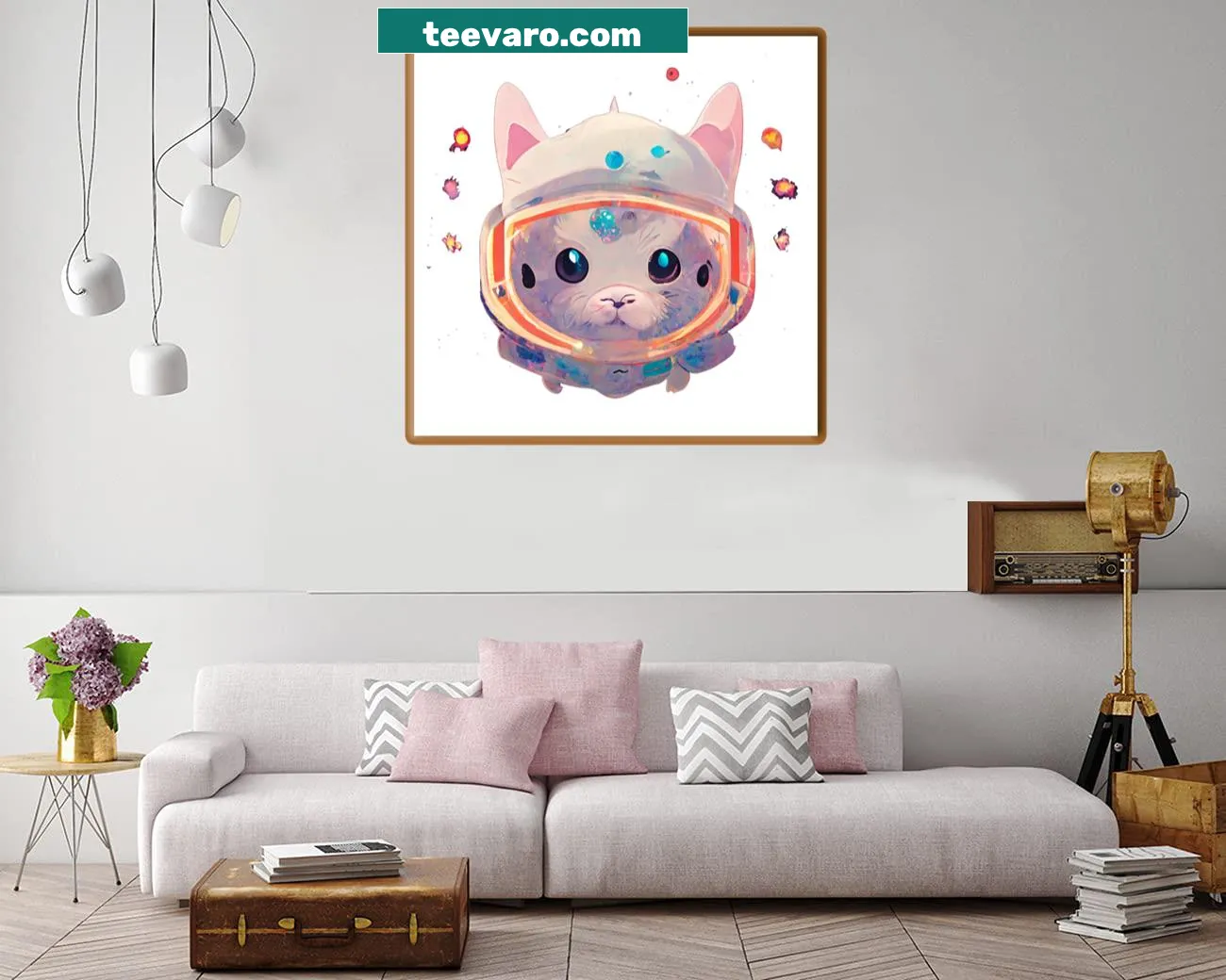 Canvas print of a cat in glasses floating in space