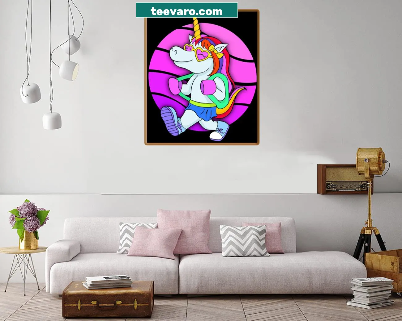 Cute unicorn student canvas print featuring a playful design