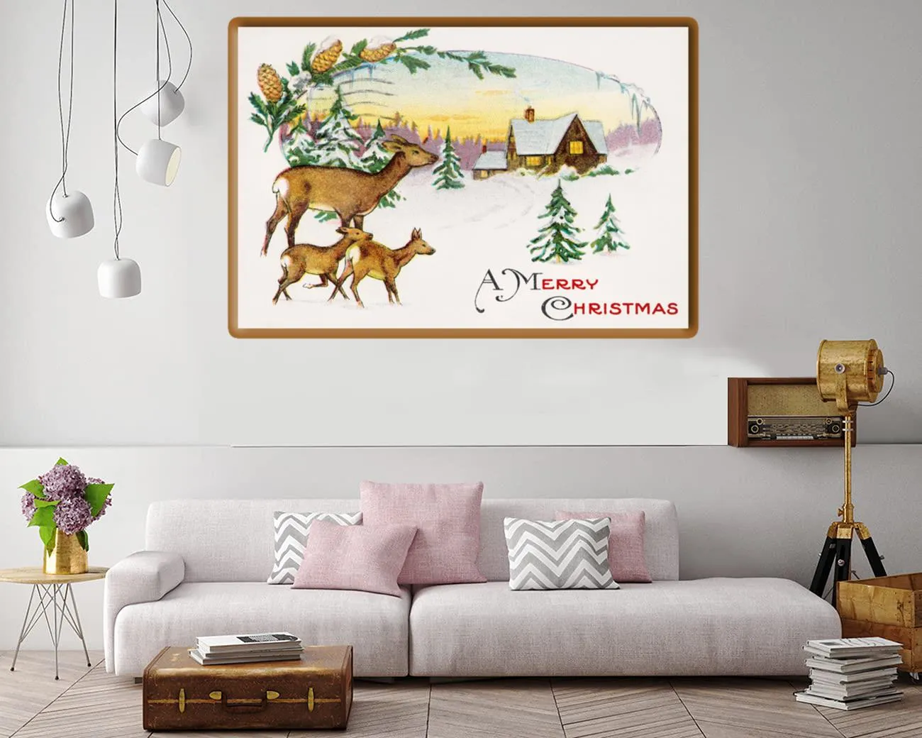 Retro Christmas design featuring festive elements