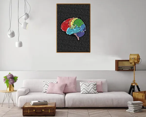 Canvas print illustrating an artistic representation of the human brain.