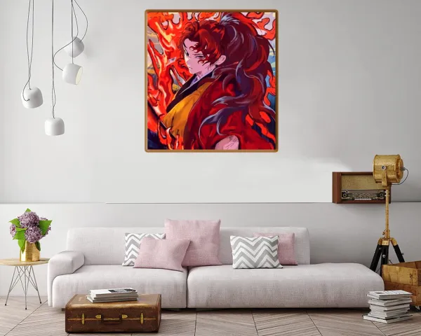 Illustration of Tanjiro as a Demon Slayer in action