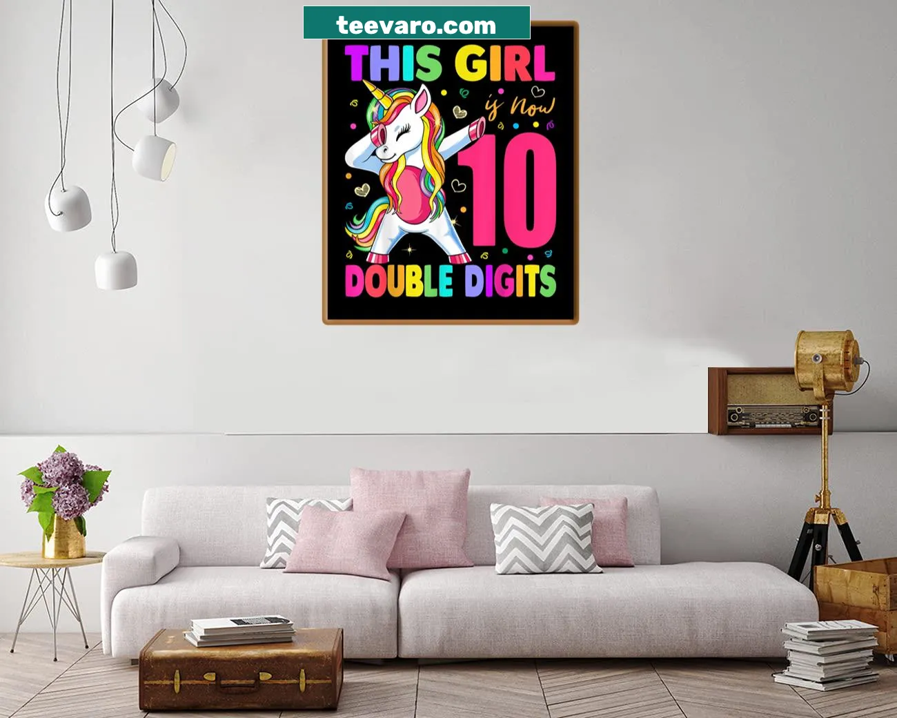 Funny birthday canvas print celebrating a girl's 10th birthday