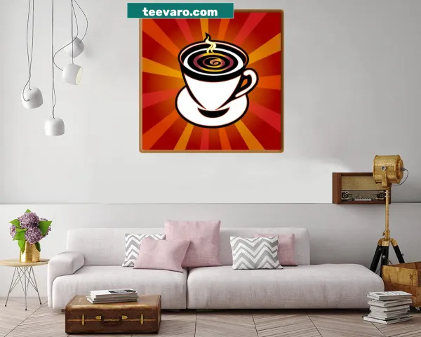 Pop art illustration of a steaming coffee cup