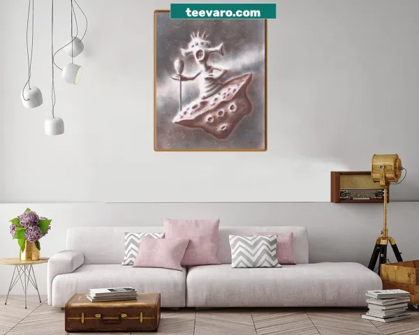 Asteroid-themed canvas print featuring a king figure on an asteroid