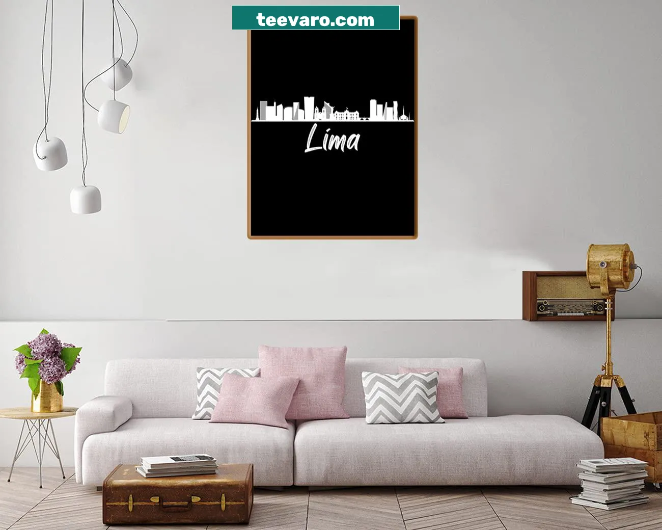 Silhouette canvas print of Lima, Peru's cityscape skyline.