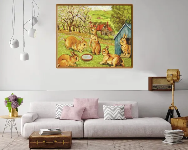 Whimsical digital painting of playful cats by Louis Wain
