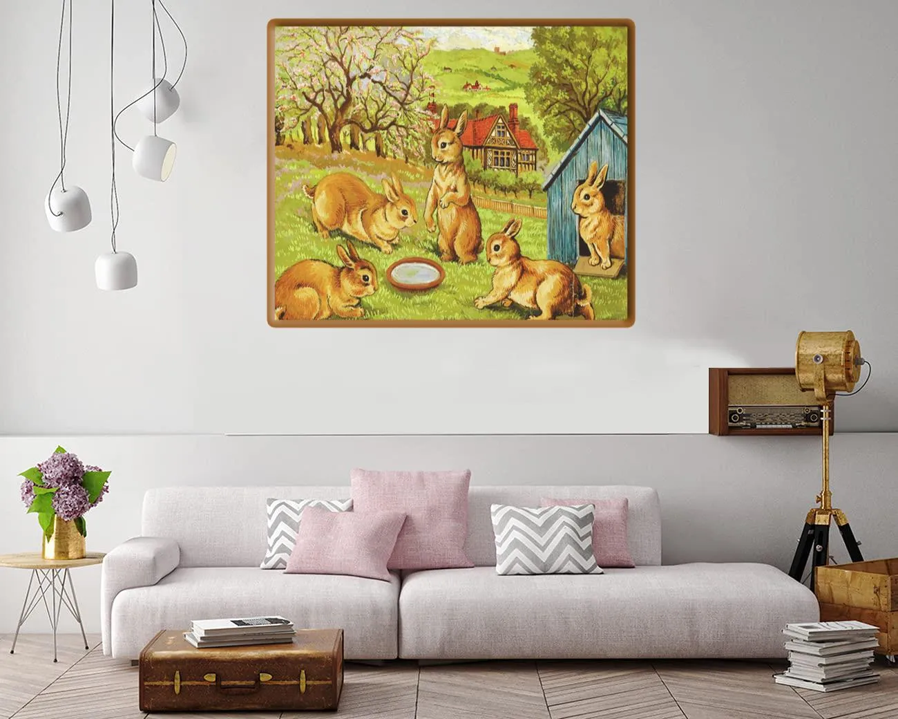 Whimsical digital painting of playful cats by Louis Wain