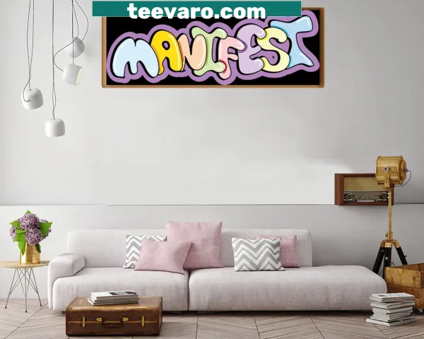 Graffiti-inspired canvas print featuring the word 'Manifest' in bold typography