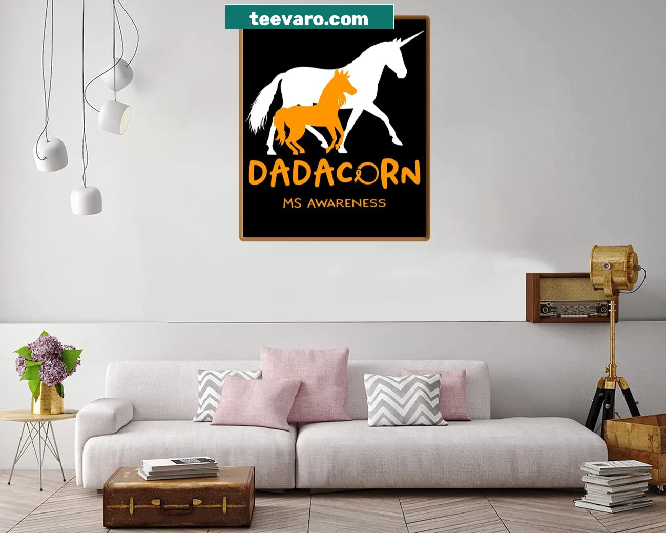 Illustration of a unicorn-themed print celebrating supportive dads