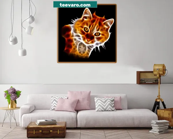Cartoon canvas print of a whimsical cat named Plasma Cat 1