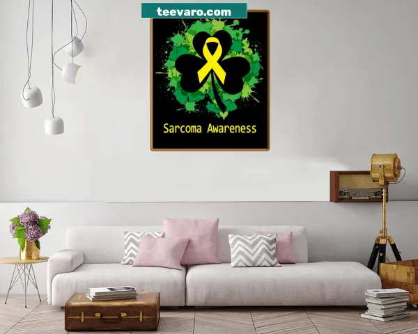 Clover ribbon design supporting Sarcoma awareness on canvas print