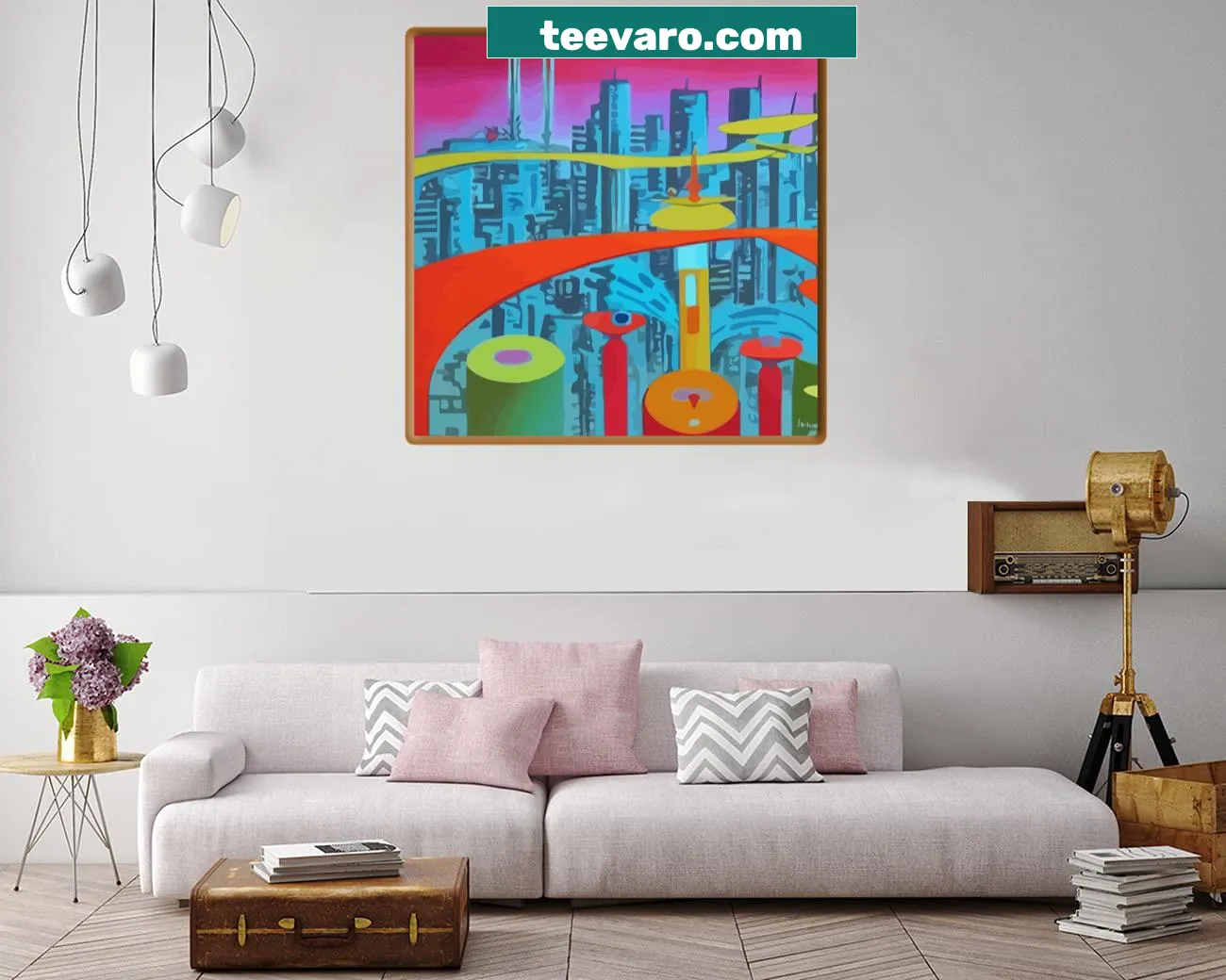 Abstract cosmic illustration depicting 'Sideral Traffic' on canvas