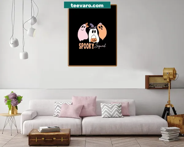 Retro design featuring pumpkins and spooky characters for Halloween