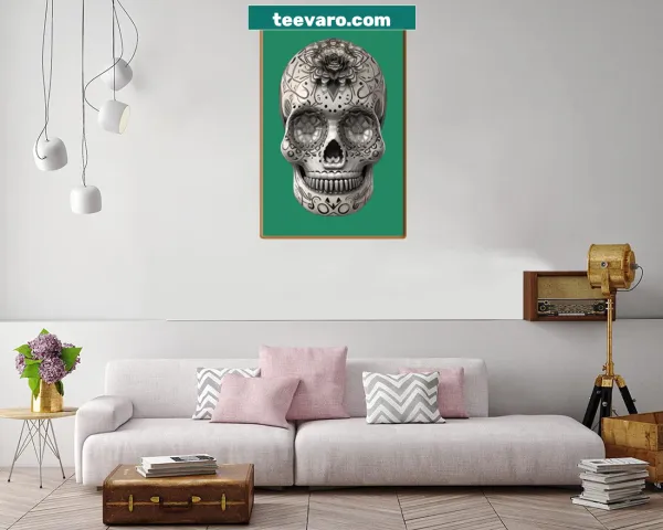 Canvas print of a sugar skull design celebrating Día de los Muertos.