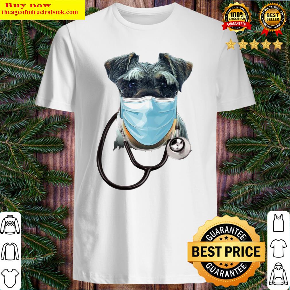 Doctor Schnauzer face mask stethoscope shirt