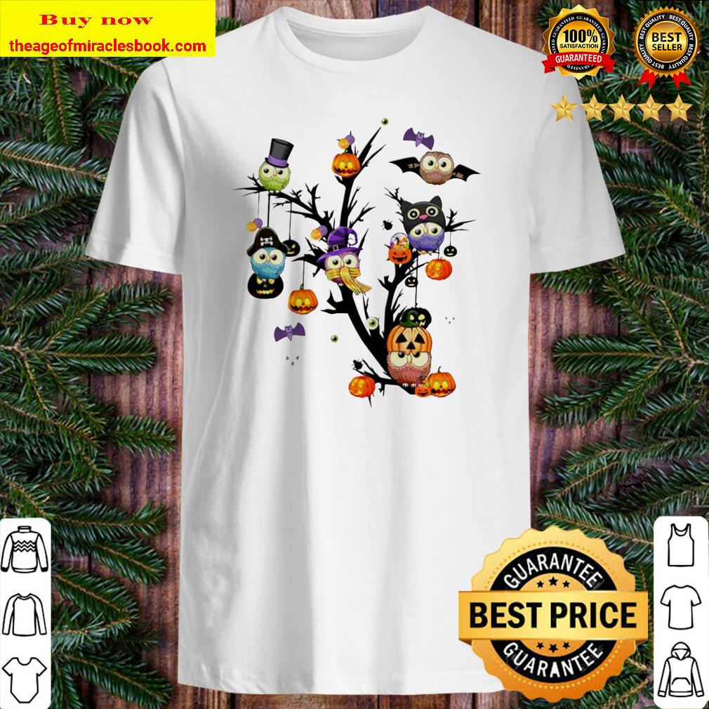 Owls pumpkin tree Halloween shirt