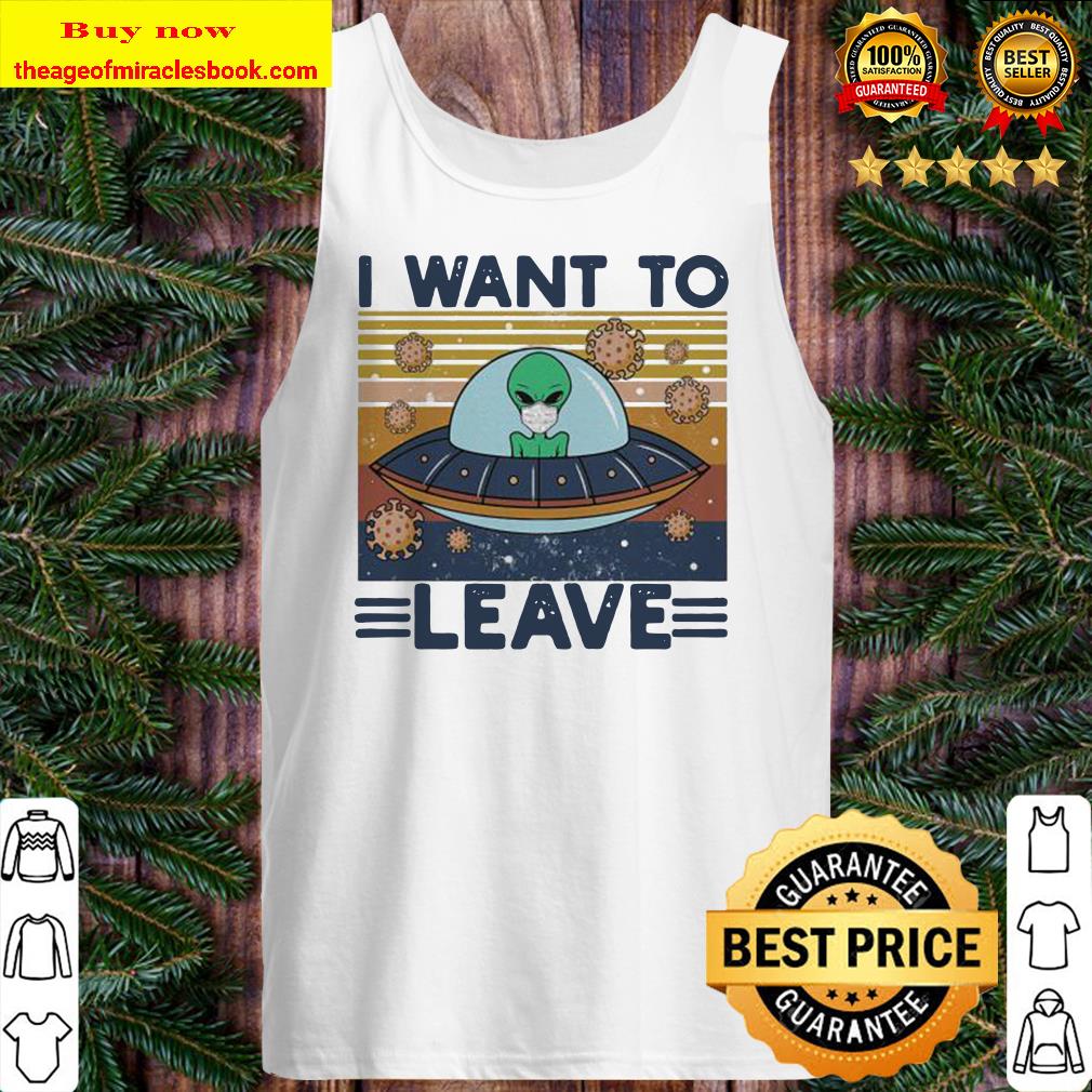 Alternative view of UFO I Want To Leave Alien Mask Vintage retro shirt