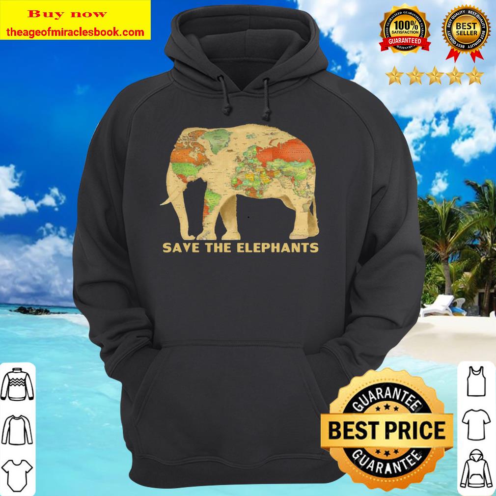 World map Save the Elephants hoodie
