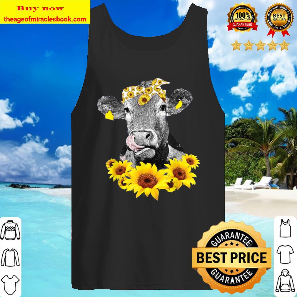 Cow wears a bow butterfly pumpkin lights Tank Top