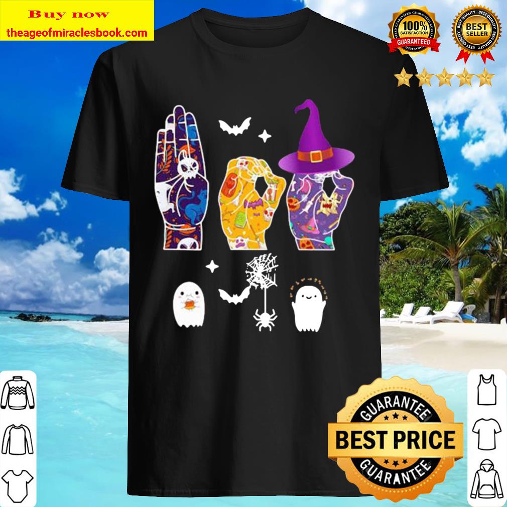Halloween witch hand sign language shirt