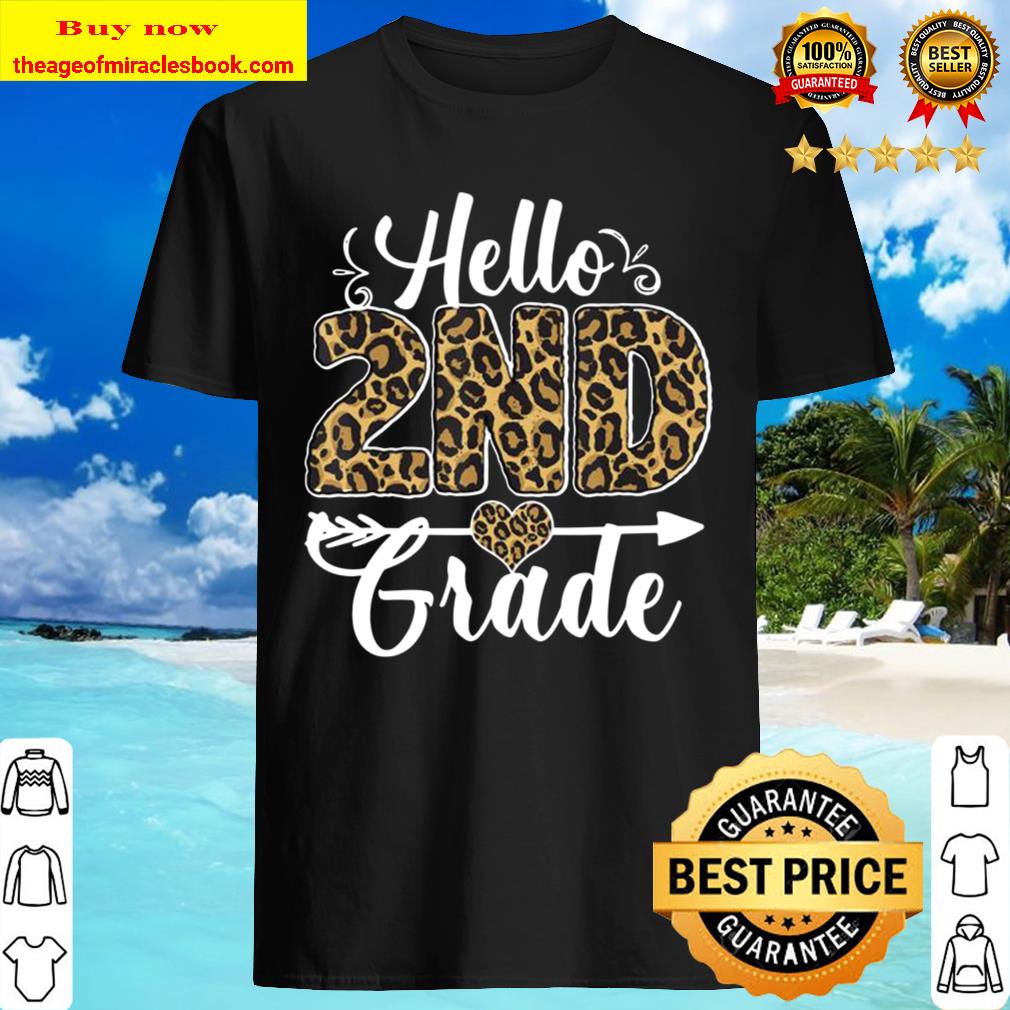 Hello 2nd Grade Leopard Print Second Grade Teacher Gift Kids T-Shirt
