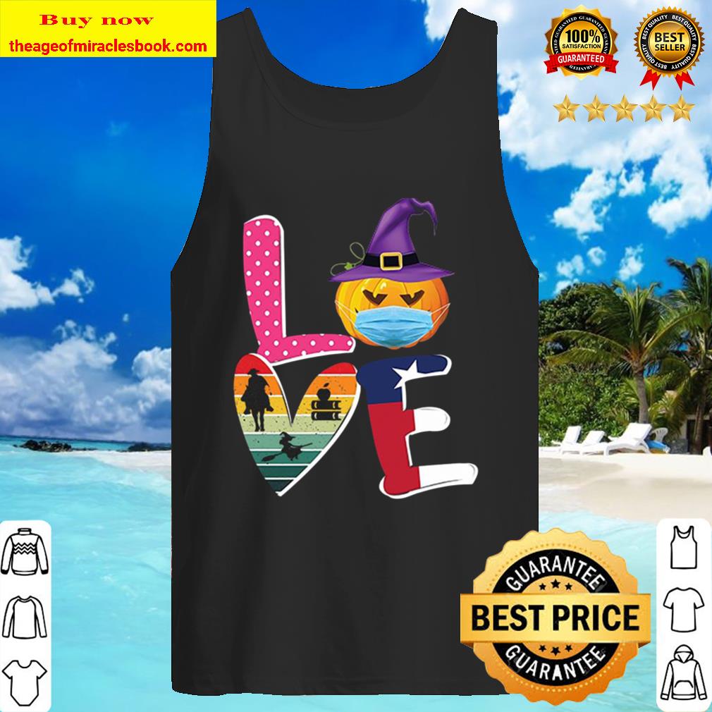 Pumpkin face mask Love Texas flag Tank Top