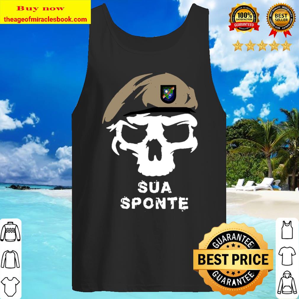 Vintage Army Ranger Regiment Sua Sponte Skull Tan Beret Tank Top