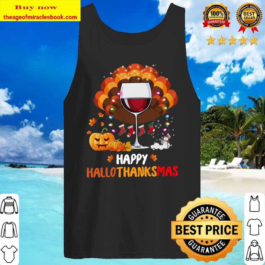 Wine Happy Hallothanksmas Halloween Tank Top