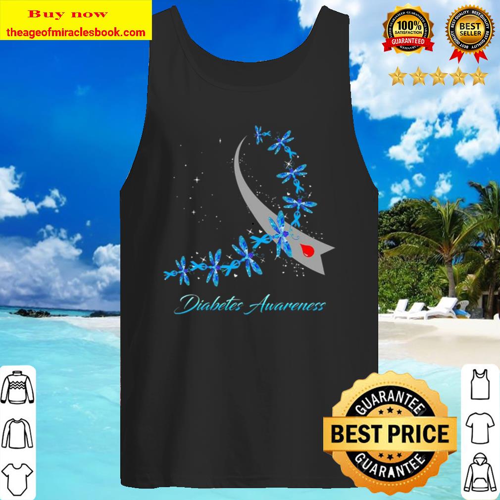 Blue Dragonflies Ribbon Diabetes Awareness Tank Top