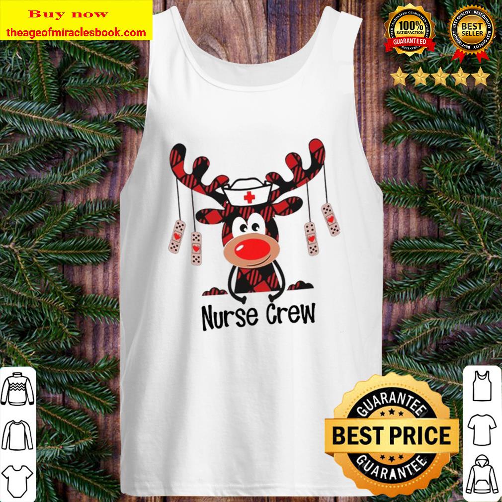 Buffalo Plaid Moose Nurse Crew Tank Top