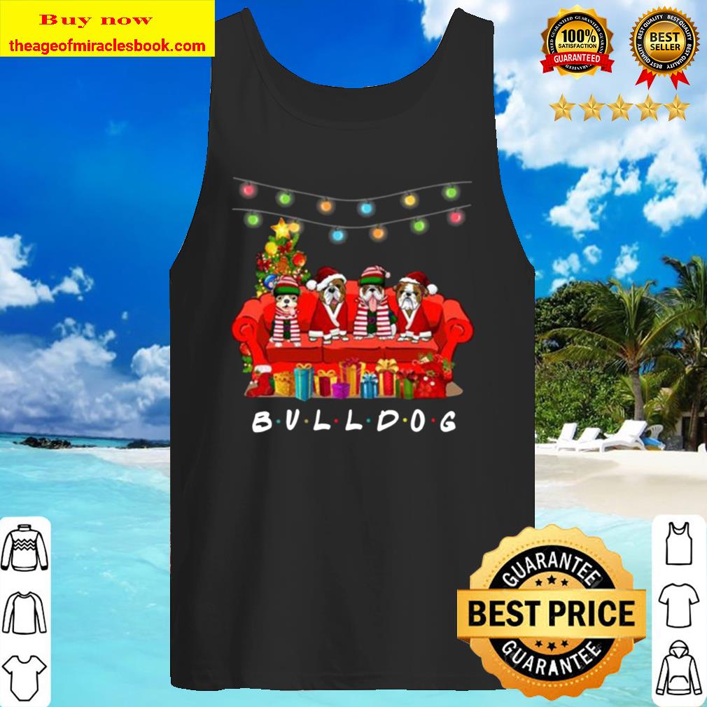 Bulldog Santa Christmas Light Tank Top