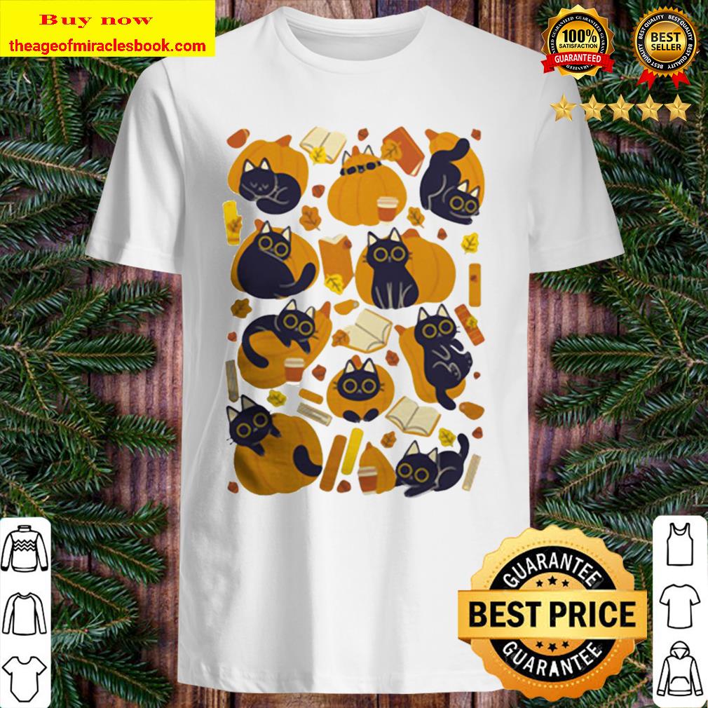 Halloween Cat Books And Pumpkins Shirt, hoodie, tank top, sweater