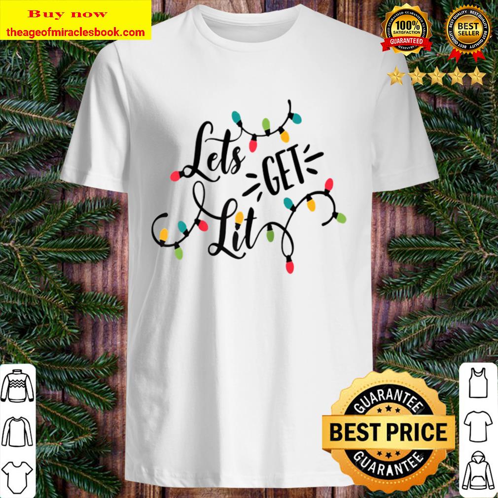 Christmas Funny Pajamas Let’s Get Lit Christmas Funny Raglan Baseball T-shirt