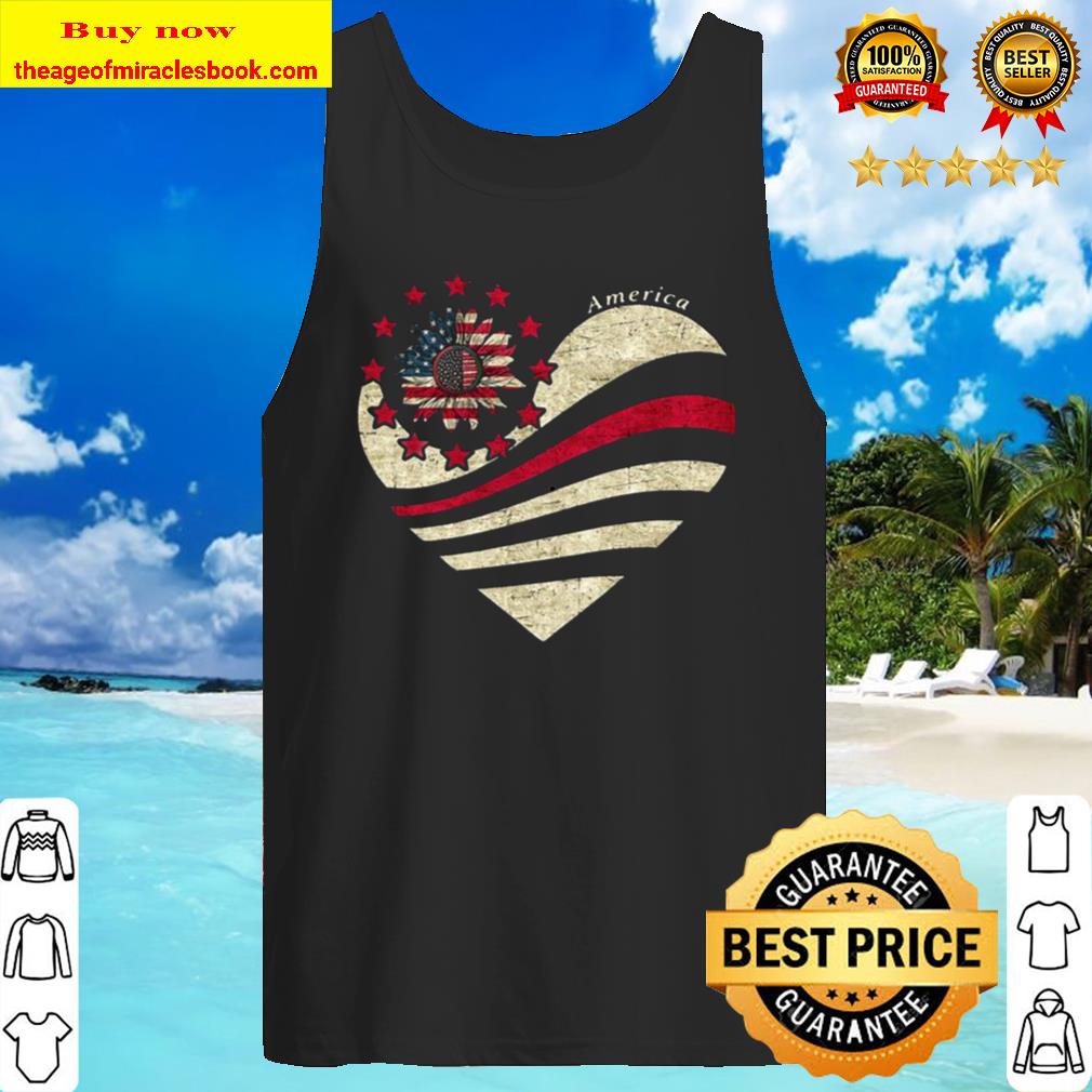 Heart Sunflower American Flag Tank Top