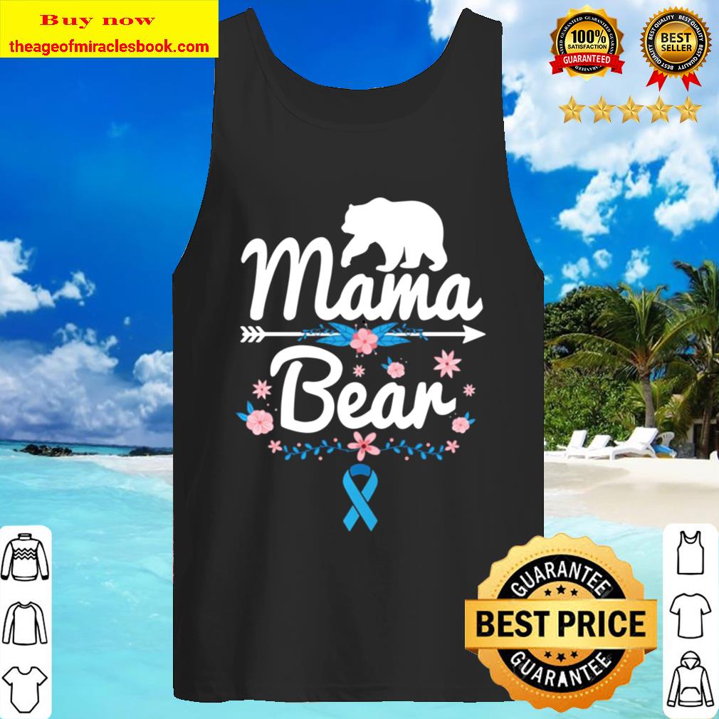 Mama Bear Blue Ribbon Colon Cancer Awareness Pullover Tank Top