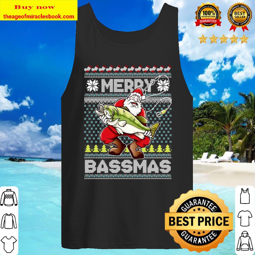 Merry Bassmas Fish Santa Ugly Christmas Tank Top