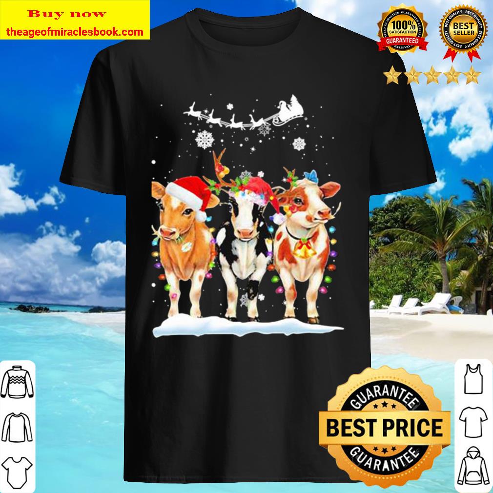 Merry christmas cows santa snow T-shirt, Hoodie, tank top, sweater