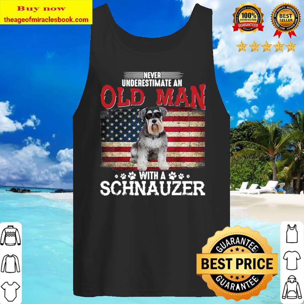 Never Underestimate Old Man Schnauzer American Flag Tank Top
