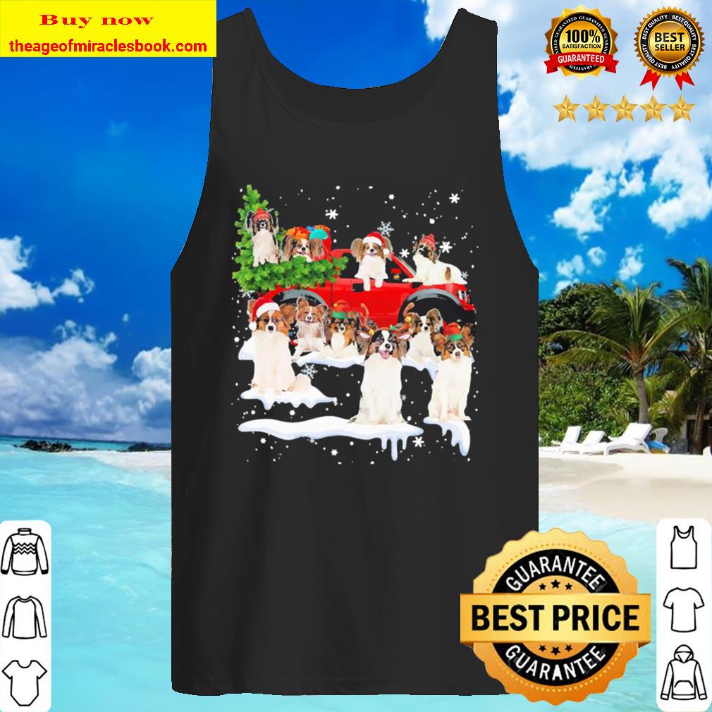 Papillons Dog Santa Merry Christmas Tank Top