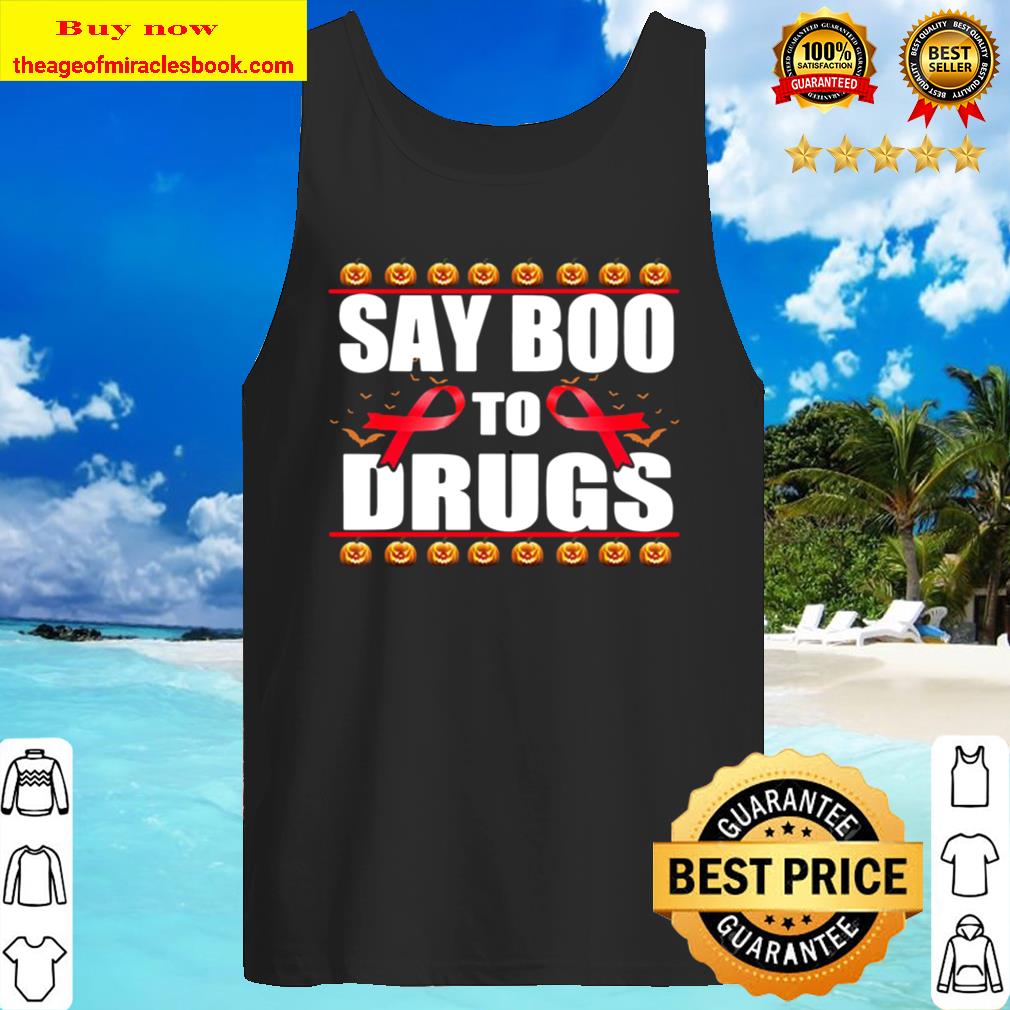 Red Ribbon Week Shirt Funny Halloween, Say Boo To Dugs Tank Top