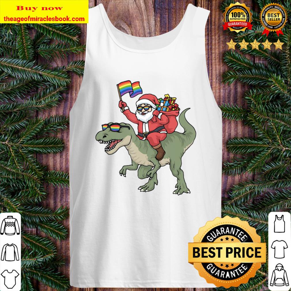 Santa Riding Saurus Tank Top